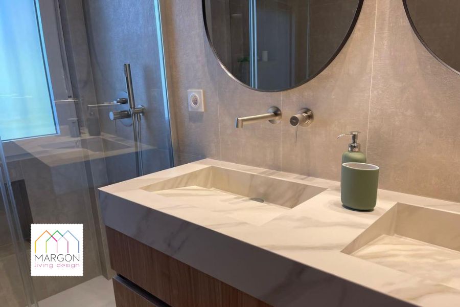 azulejo para baño moderno marmol